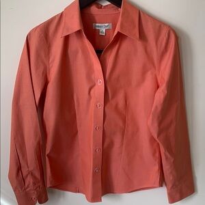Coldwater Creek Coral Button Down Shirt Fitted Classic Style cotton Women’s SZ S